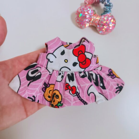 Hello Kitty Sanrio Ghost Handmade Dress and Metallic Bow Labubu Outfit - Picture 4 of 6